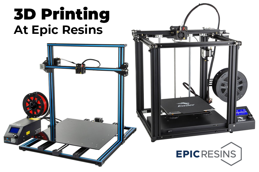 Creality CR-10 S5 and Creality Ender 5 Plus 3D printers at Epic Resins. Creality CR-10 S5 and Creality Ender 5 Plus 3D printers at Epic Resins.